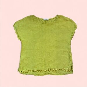 Yellow Made in Italy 100% Linen Boxy Top